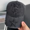 Trendy Embroidered Five-Point Star Baseball Cap for Men, American Retro Versatile Sun Hat, Fashionable Duckbill Cap for Couples
