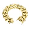 Hip Hop Jewelry PVD Coating 14K Gold Plated 21mm Heavy Thick Stainless Steel Cuban Link Chain Casting Bracelet for Men