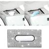 Bling Car Sun Visor Tissue Box Holder, Rhinestone PU Leather Crystal Sparkling Napkin Holder, Backseat Paper Towel Cover Case Car Accessories for
