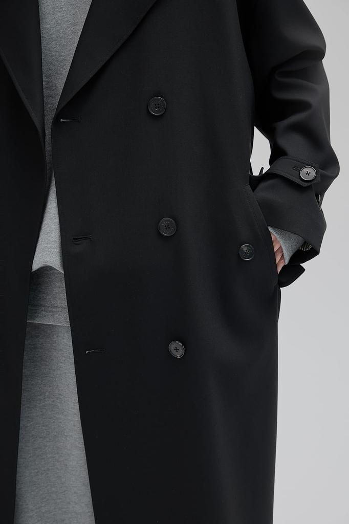 STUDIO NANS Long Trench Coat Men's Knee-Length (XL, Black)