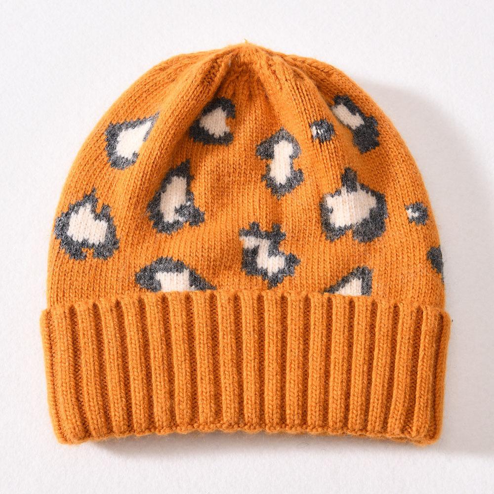 Children's Knitted Hat Rabbit Down Leopard Print Soft Cute Autumn and Winter Outdoor Wool Hat To Keep Warm