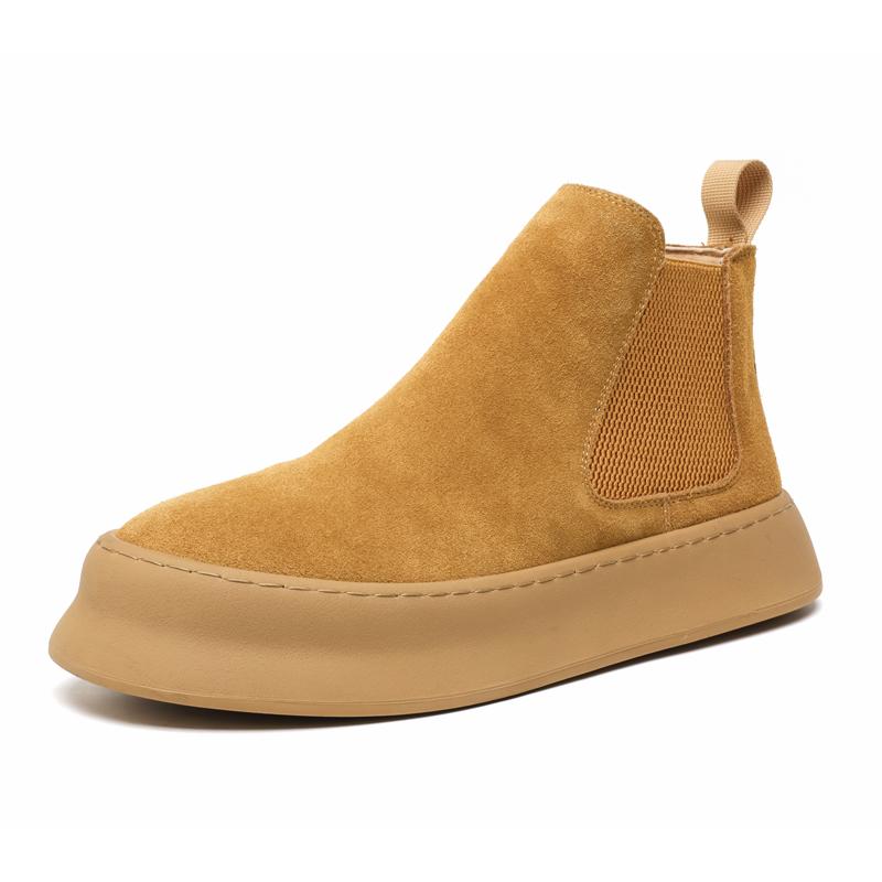 

Мужские ботинки на толстой подошве. Ретро-стиль дизайна. Для отдыха на свежем воздухе, для вечеринок, для повседневного офиса. Коричневый, увеличивающий рост. 44 жёлтый