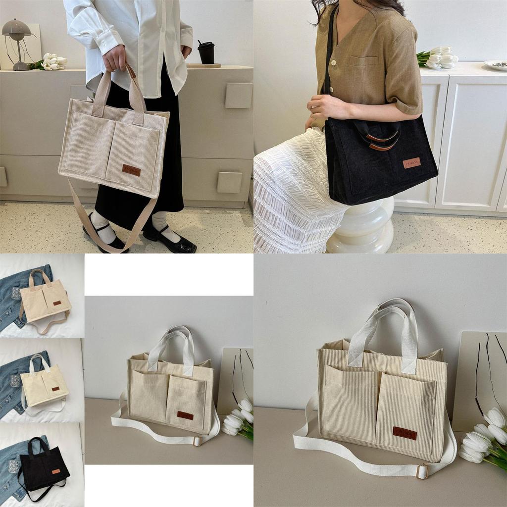 Sac Cabas Tendance en Velours Côtelé pour Commuter 2023 Sac à Bandoulière Mode Style Rue