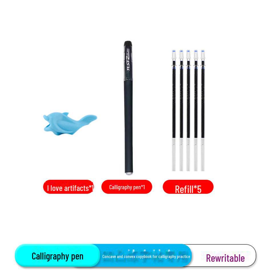

Исчезающая ручка для каллиграфии для детей и взрослых с легкостью стирает ошибки с помощью волшебной тетради. 1 pen holder + 1 pen holder + 5 refills