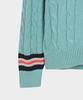 BROOKS BROTHERS Tennis V-Neck Cable Sweater (Light Blue) (Bbwnmmg102)