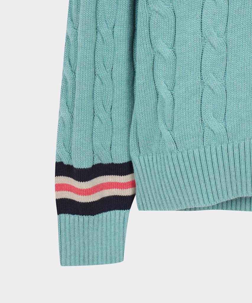 BROOKS BROTHERS Tennis V-Neck Cable Sweater (Light Blue) (Bbwnmmg102)