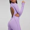 BetterMe Same Style Sexy Silm Jumpsuit Long Sleeves Zipper Tight Jumpsuit One-Piece Fitness Suit with Chest Pad