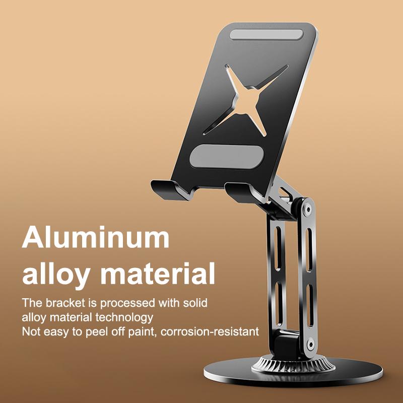 360 Rotation Aluminium Alloy Foldable Desktop Phone Stand Desk Lazy Tablet Holder Support Mount For Iphone Ipad Xiaomi Samsung