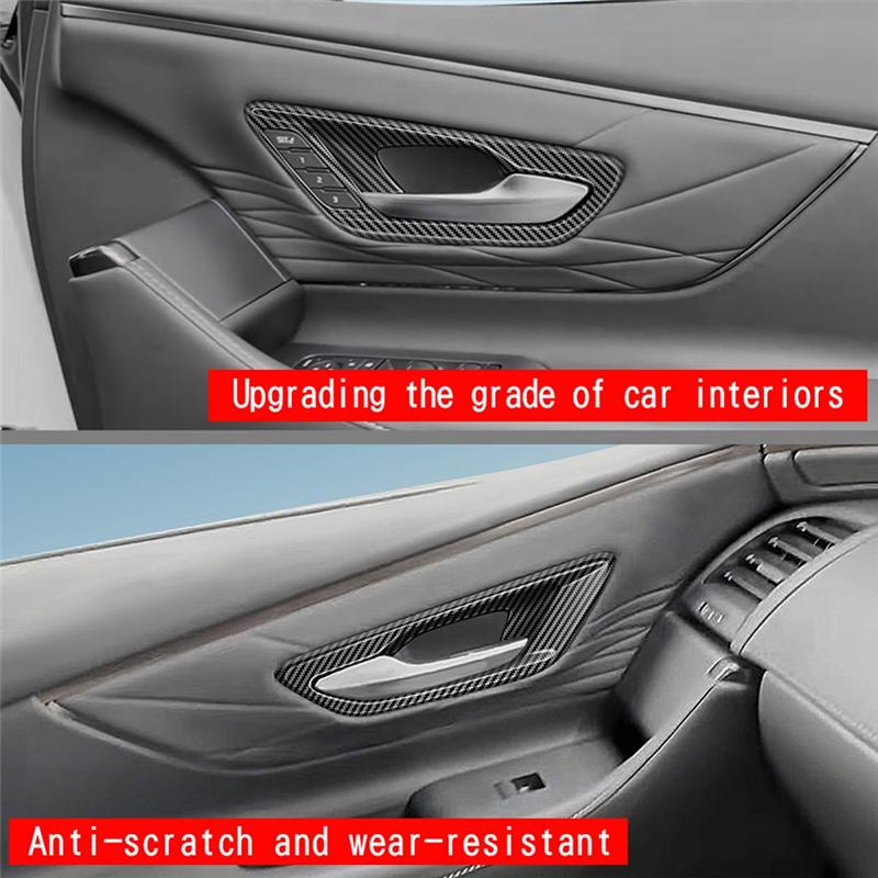 Powerful Car Inner Door Bowl Panel Ide Handle Protector Cover For Toyota Alphard Vellfire 40 Series + Carbon Fiber