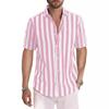 Summer Men's Casual Sports Striped Short Sleeved Lapel Shirt