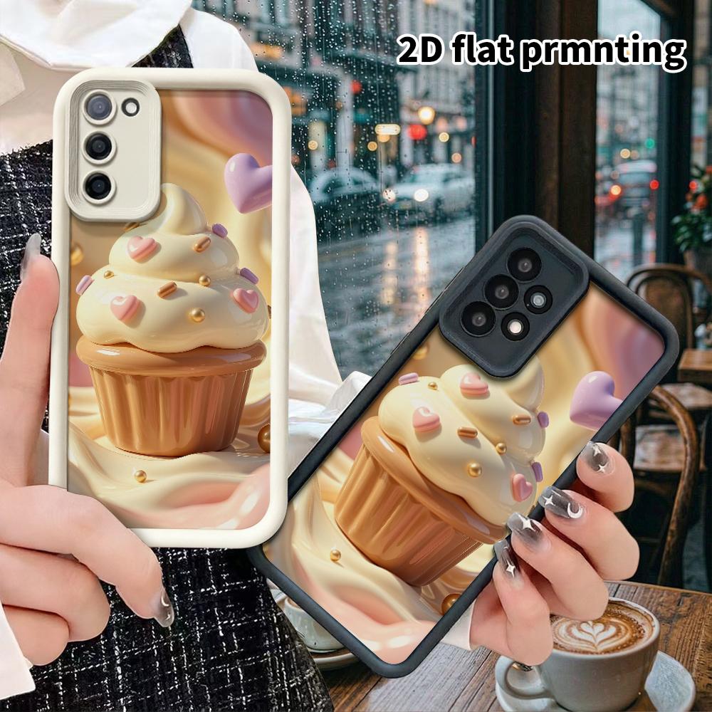Phone Case: 2D flat design suitable for Samsung Galaxy A34 A35 M05 M06 S20 S22 S21 FE Plus 5G protective case, cupcake, perfect Christmas and Hallowee