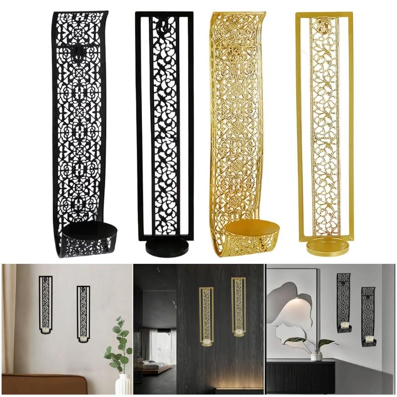Eisen Hängende Kerzenhalter Wandakzent mit Gittermuster für Wohnzimmer und Flur Hausstyling als Innenakzent