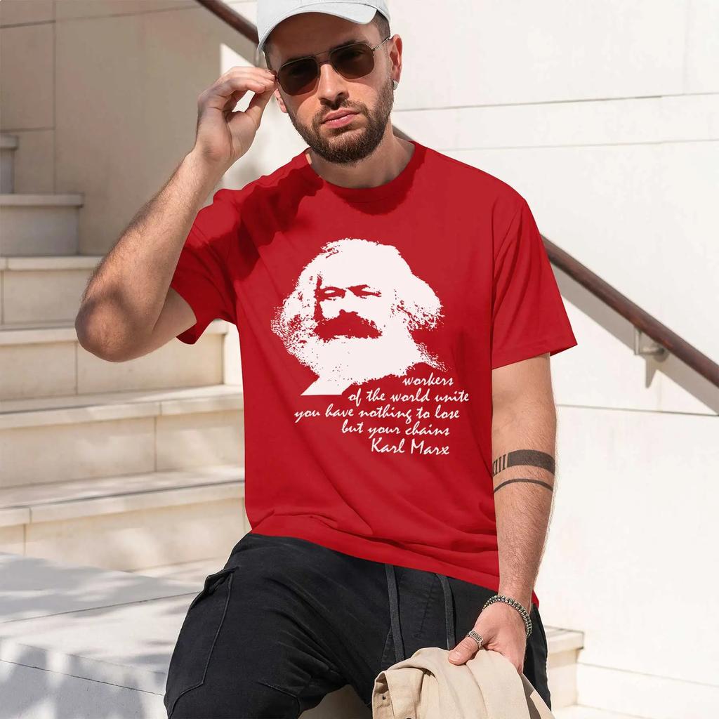 Karl Marx 2026 New Fashion Heavyweight Hot Selling Retro Printed Pattern Fun Round Neck Tshirt For Daily Comfort