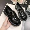 Plateau-Loafer 2025 neu Frühling gute Passform schwarz kleine Lederschuhe Britische Mary Jane runde Kappe Retro-Stil