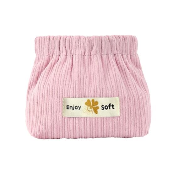 Corduroy Self-Closing Pouch Hair Tie Organizer Portable Snap Closure Pouch Storage Bag for Lipstick