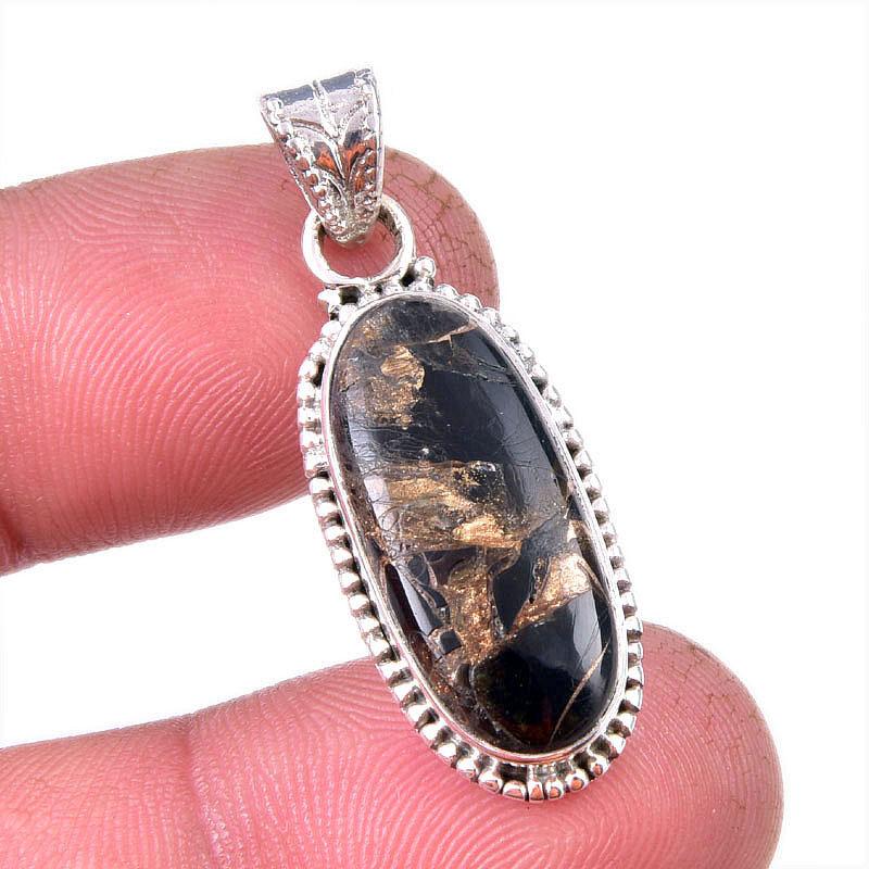 

Natural Black Copper Turquoise 925 Solid Sterling Silver Gift Pendant 1.50 l4l93