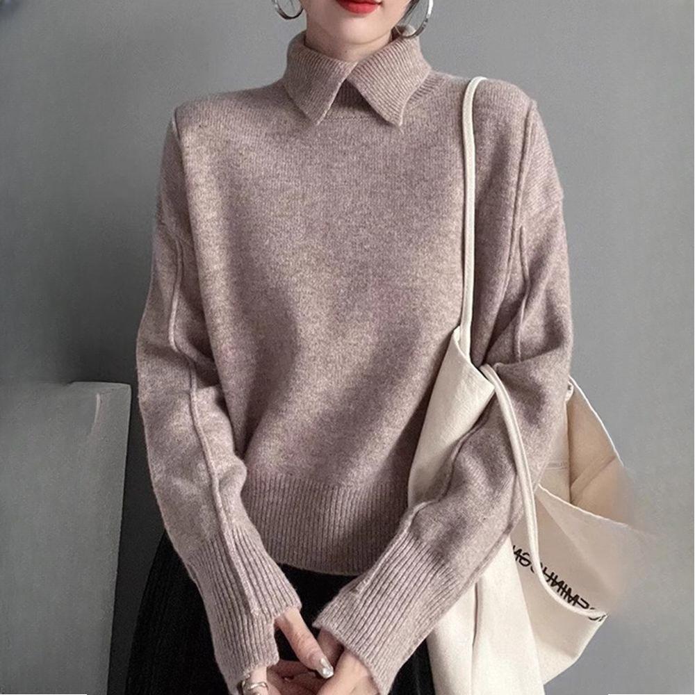 

Жіночий зручний зимовий мінімалістичний офісний трикотажний базовий светр з довгим рукавом, пуловер, трендовий XL