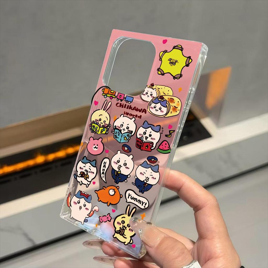 Clear Square Back Tube Case Protection For iPhone 15 Plus 14 Pro Max 12 11 13 16 ProMax Anti-Oxygen,Cartoon Animals Pattern Casing
