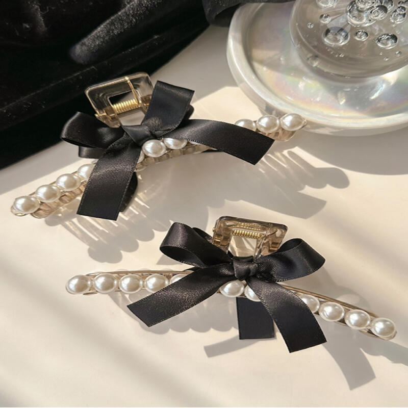 Gomez Romantic Pearl Ribbon Point Hair Clip