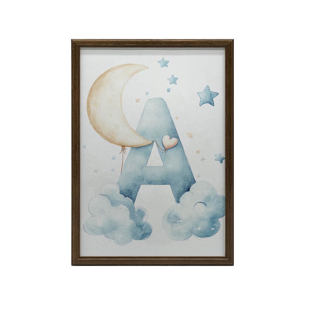 Plakat Litera "A" W Chmurach Plakat Litera "A" W Chmurach, 30X40 Cm, Bez Ramy, Płótno Premium Na Blejtramie