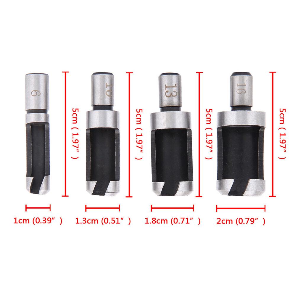 8 Pcs Plug Hole Cutter Set Dowel Maker Cutting Tools 3/8" Shank Bit W/case
