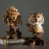Amerikanische Retro-Simulation Tierkopfstatue Wolf Löwe Tiger Adler Pferd Skulptur Home Wohnzimmer Schlafzimmer Bücherregal Dekoration