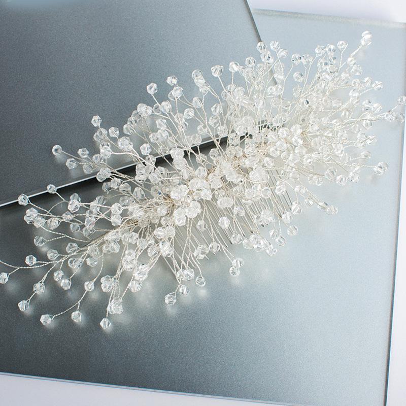Bridal Headdress Wedding Handmade Full Crystal Hair Comb Foreign Trade Station Bride Ornament Factory Direct Sales