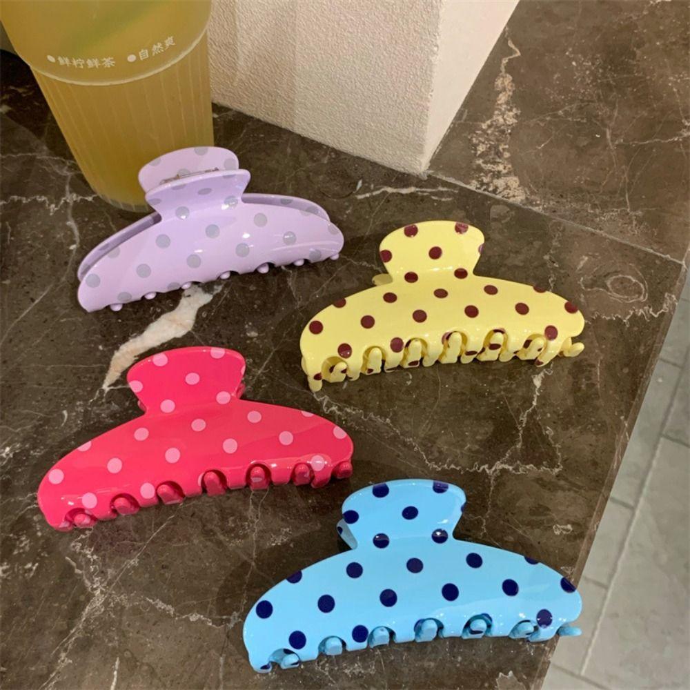 Large Acetic Acid Hair Claw Retro Acetate Shark Clip Personalized Polka Dot Hair Clip Vacation