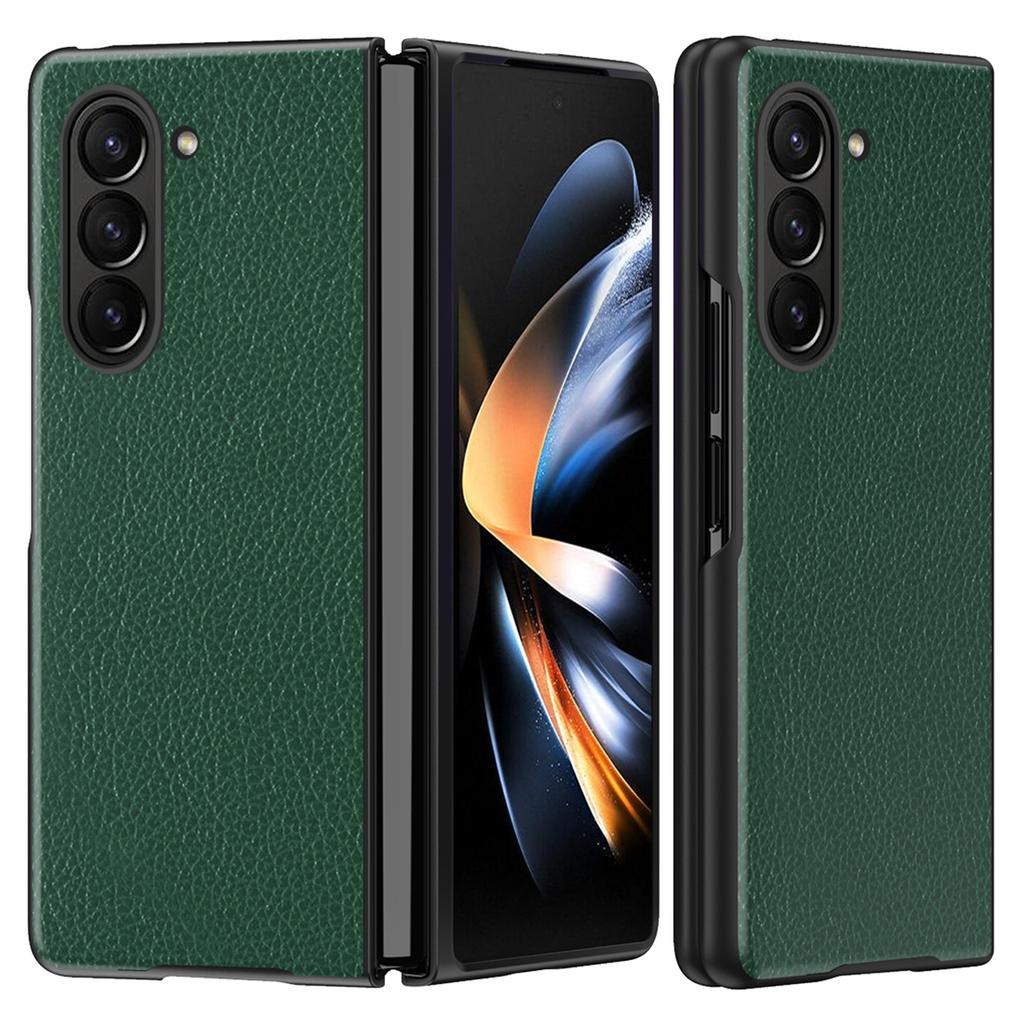 For Samsung Galaxy Z Fold6 5G Case Litchi Texture PU Leather Coated PC Phone Cover