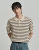 WORK ON BODY OFF Easyon Semi-Overfit Striped / Solid Collared Short Sleeve Knit (5 Colors) (Type A)