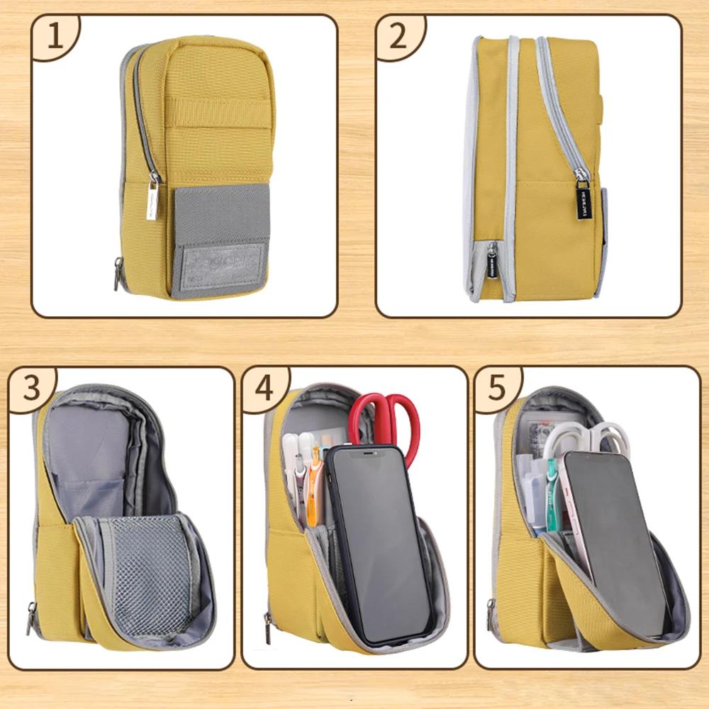 Standable Mobile Pencils Cases Large Capacity Multi Function Large Opening Pen Holder Student Stationery