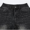 Retro High Waist Loose Fit Rhinestone Distressed Denim Pants Fashionable Casual Trousers Spring Summer New Arrival Women's Jeans