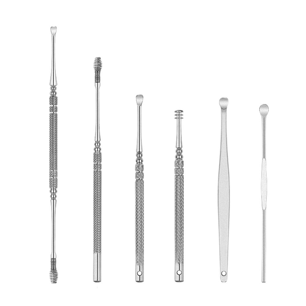 Stainless Steel Ear Pick Set Curette Ear Wax Remover Spiral Spring Earpick Ear Cleaner OPP Bag Packaging