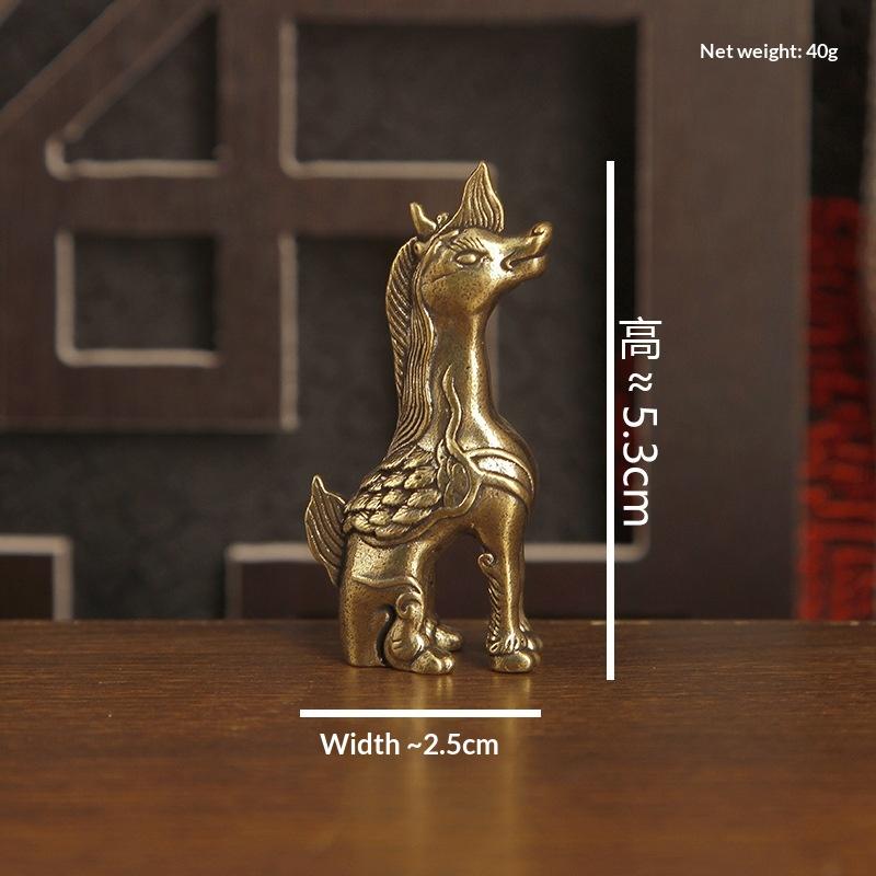 Brass Small Statue Desktop Ornament Chinese Mythical Beast Figurines Retro Home Feng Shui Decorations Crafts