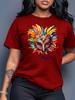 Womens Carnival Short Sleeved Top Viva Brazil Feather Mask Printed Round Neck Tshirt Summer Womens Essential Casual Top
