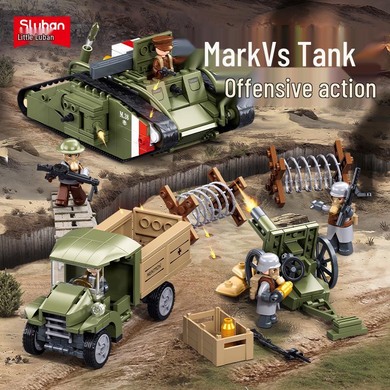 Xiao Luban B1296 Military MARK V Tank Building Blocks Toy for Boys