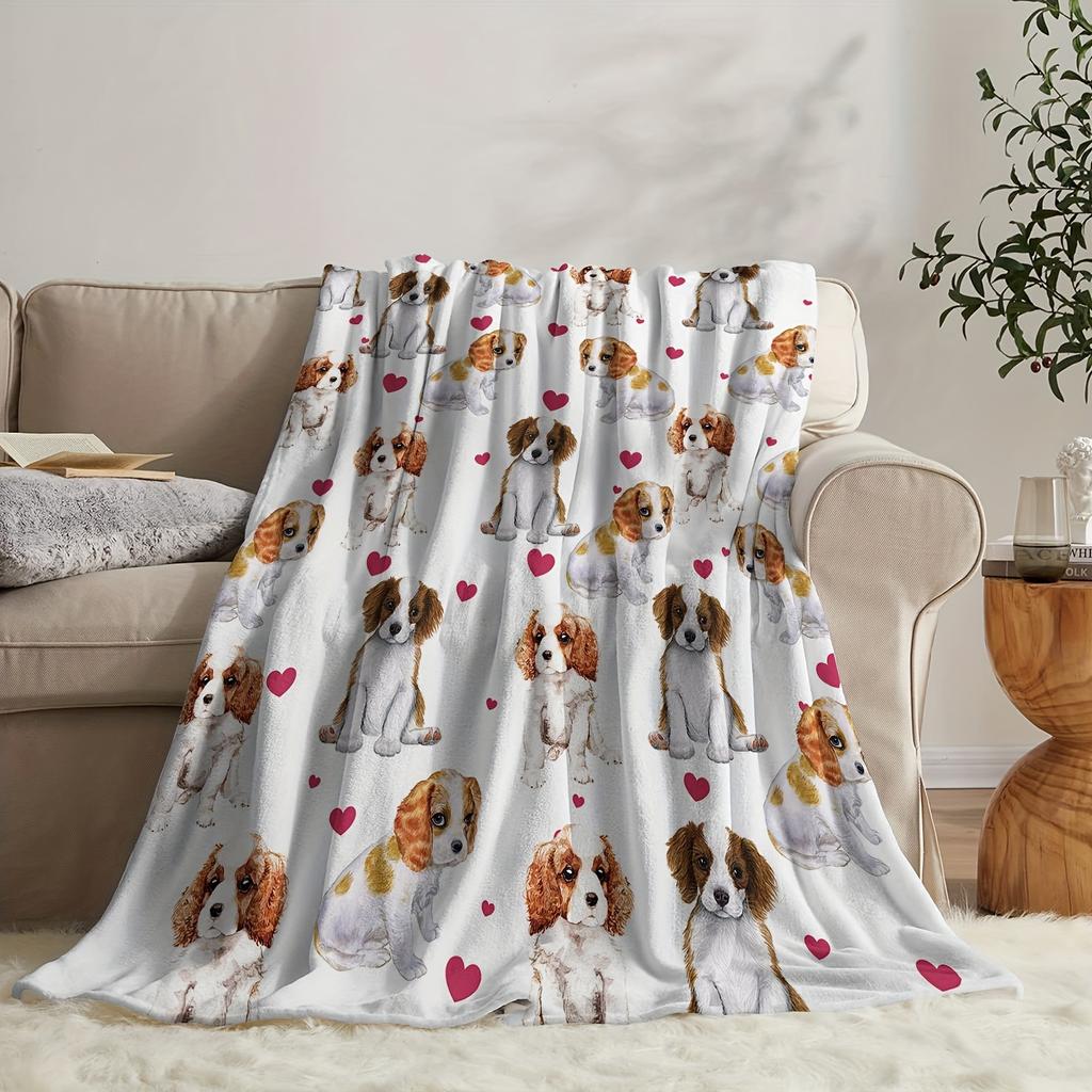 Contemporary Dog Print Flannel Blanket -  Soft All-Season Sofa/Bed/Office & Birthday/Christmas Gifts