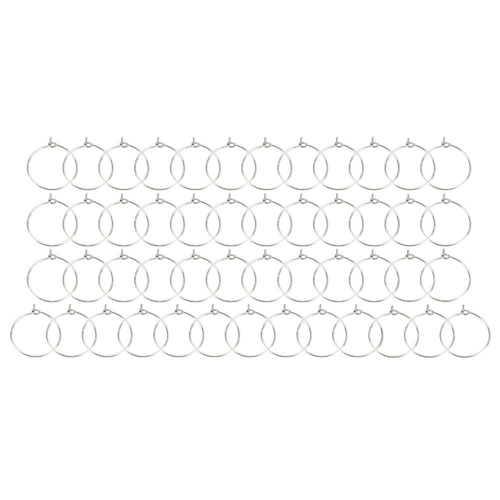50pcs Stainless Steel Wine Glass Rings Light Weight Earring Round Loops  Birthday Party