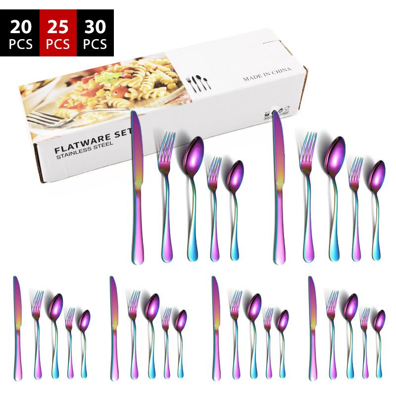 Pět hlavních kusů Nůž a vidlička Lžíce Nádobí 20/25/30dílná sada Nová dárková krabička