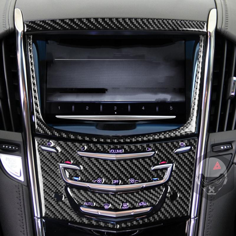 For Cadillac ATS 2013- Carbon Fiber Central Control Navigation Radio CD AC Panel Trim Cover Car Interior Accessories Sticker
