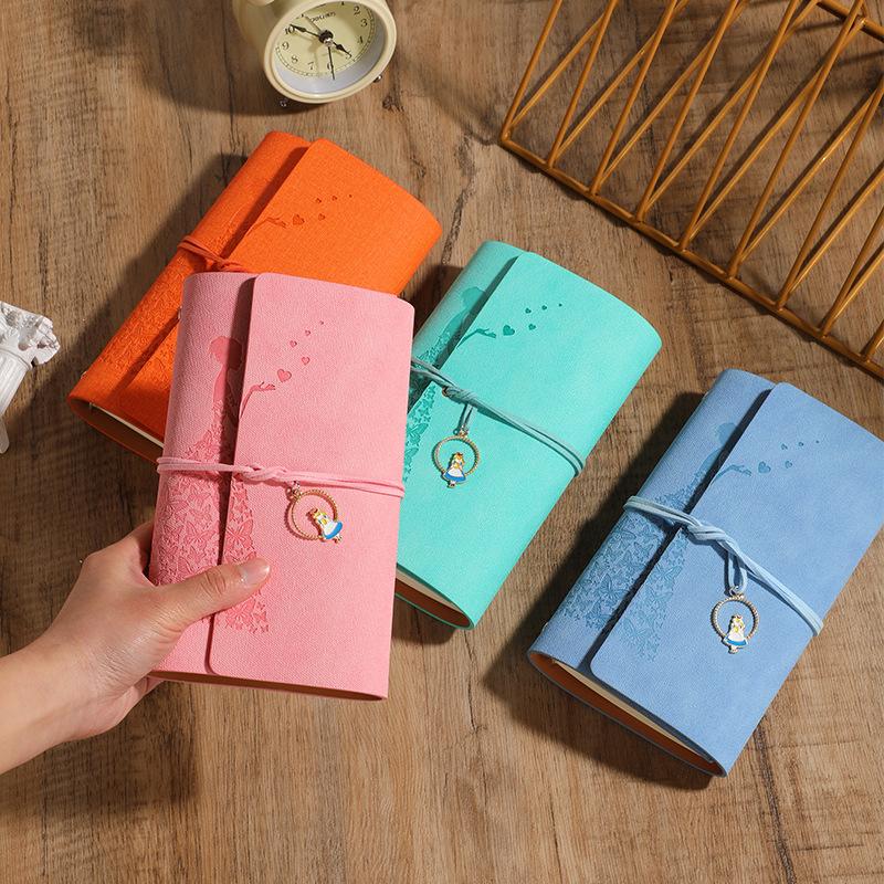 Vintage Stock Notebook Customizable Tied Tri-Fold Notepad Student Notebook Travel Card Cover Stamping Book Origin China