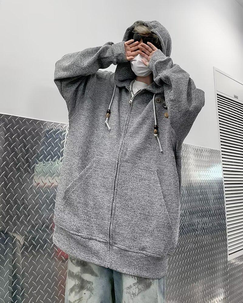 Unisex High-End Cleanfit Zipper Cardigan Sweater with Niche Design Hood