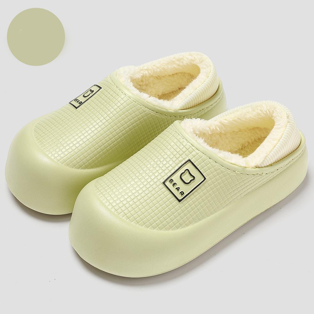 Waterproof Cotton Slippers for Women Men Winter Outdoor Indoor Non Slip Home Plush Shoes Thick Bottom Cute Bear Shoes Couple