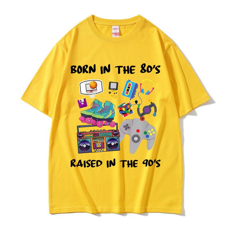 Born In The 80s Raised In The 90s Funny Meme Tshirts Unisex Women Casual Cotton Vintage T Shirts Male 90s Oversized Short Sleeve