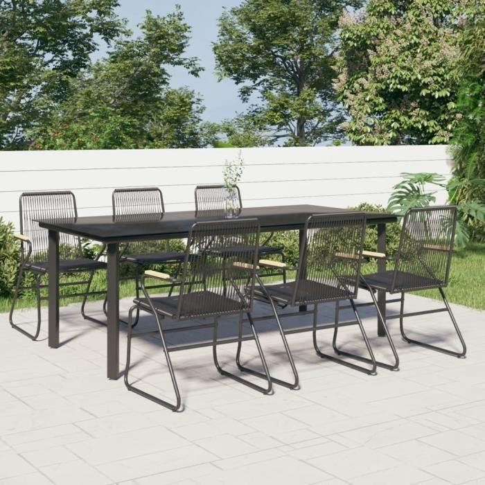 VidaXL Ensemble à dîner de jardin 7 pcs Noir Rotin PVC 3099213