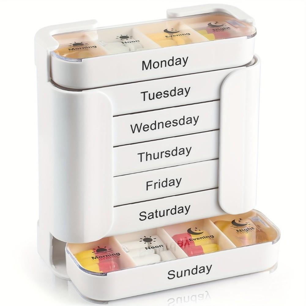 28-Grid 7-Day Pill Box Large Capacity Damp-proof Weekly Pill Organizer Waterproof Daily Compartments Travel Pill Case