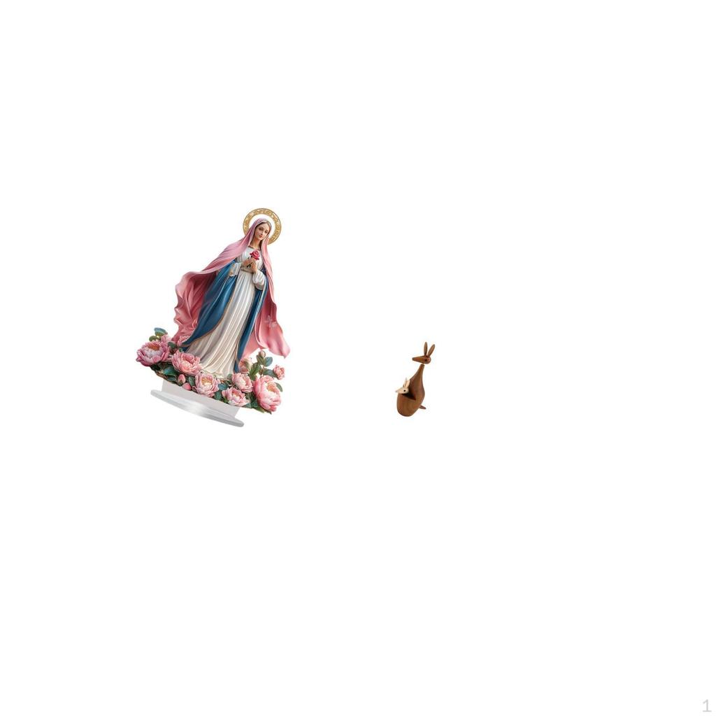 Nativity Scene Sculpture Standing Ornament Acrylic Animal Figurine Wood Statue Unique Table