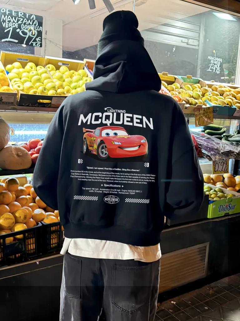 Disnery Mcqueen Baskılı Kapüşonlular Erkek Kadın Çift Sweatshirt Bol Oversize Y2k Polar Sıcak Eşofman Takımı Kadın Erkek Giyim