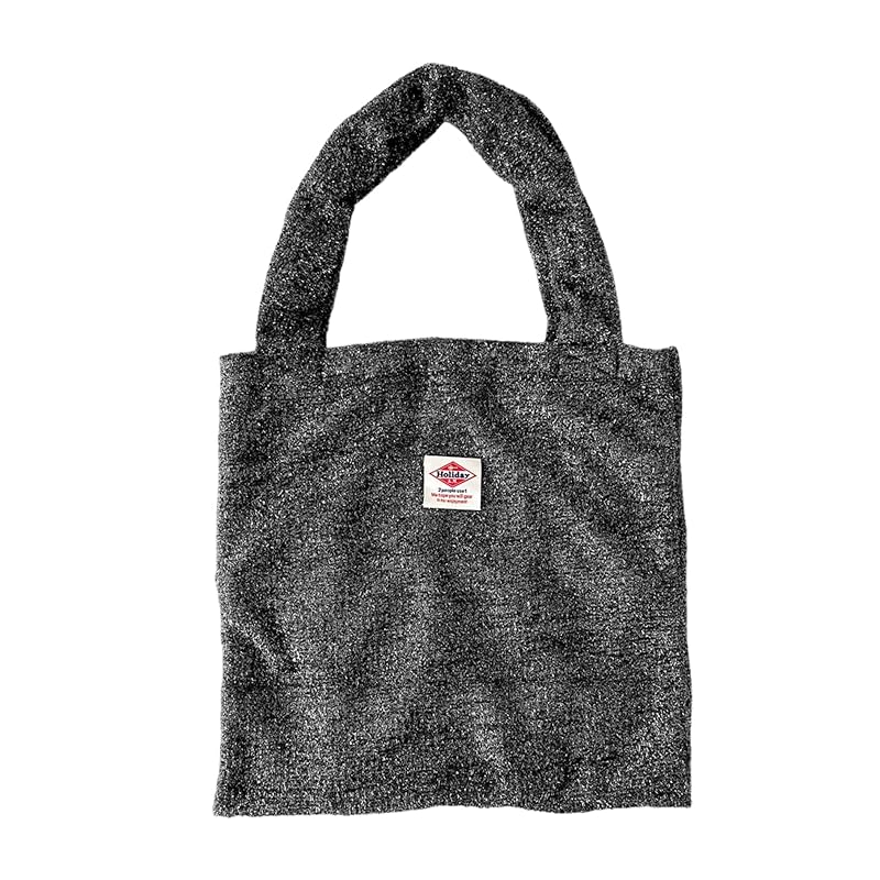 

[Holiday A.M.] glitter shaggy bag tote bag ladies Size: Height 34 x Width 33 x Width 2.5cm / Handle length: 54cm glitter bag lame knit bag large