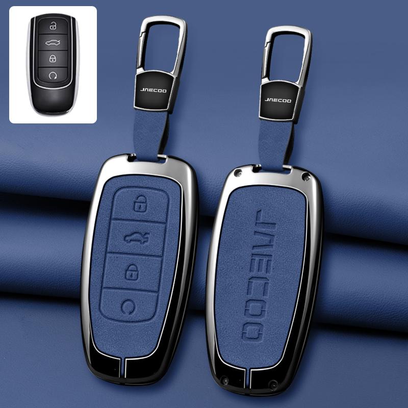 Capa de Chave de Carro em Couro e Liga de Zinco Chery Omoda Jaecoo J7 J6 J7 J8 Phev    Ruigu 9 Porta-Chaves Acessórios para Capa de Chave de Carro
